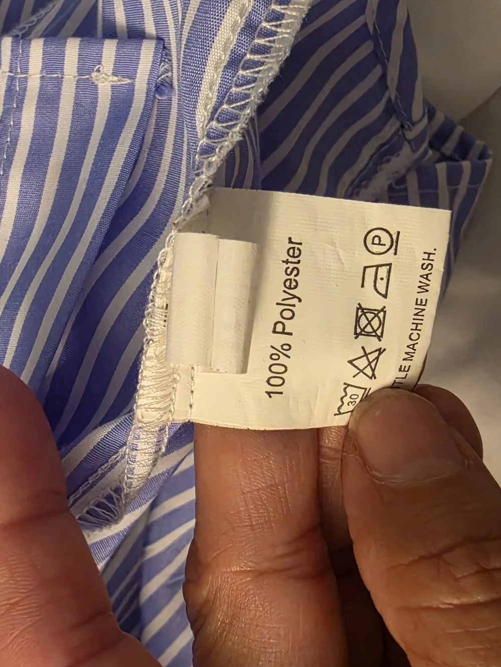Striped Blue Ruffle Button-Down Blouse - Picture 2 of 8